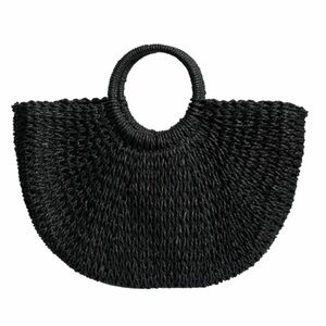 K. Carroll Straw Black Beach Bag